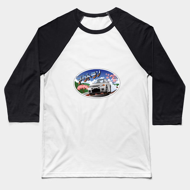 Nissan Skyline R32 Outrun Baseball T-Shirt by 8800ag